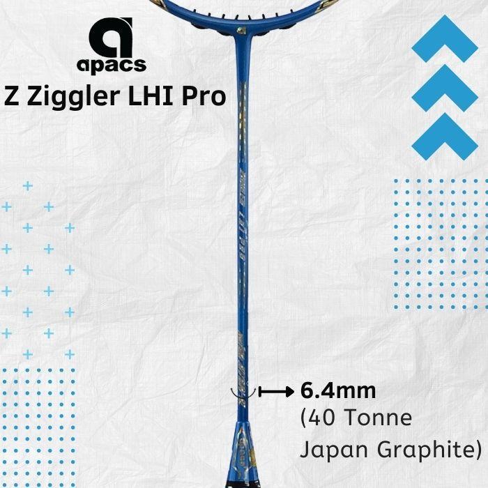 Raket Badminton APACS Z Ziggler LHI Pro Graphite Carbon 38 lbs Blue