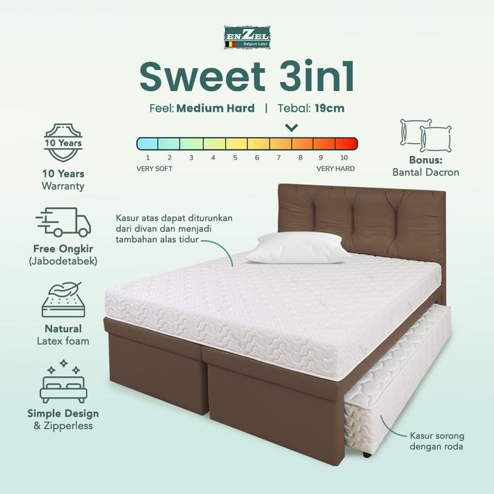 Kasur Sorong 3in1 Full Latex - Enzel Sweet - Medium Hard - UK 140x200