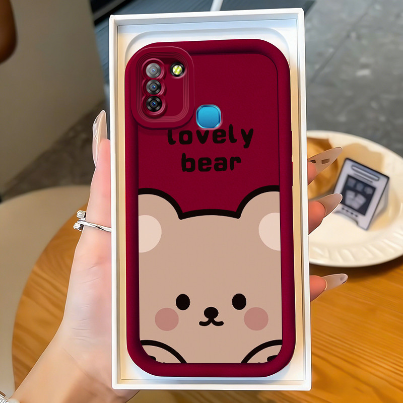 Casing Hp untuk Infinix Smart 5 Smart 6 Ram 3 Hot 10 Lite Case Beruang Kepala Besar Kasing bagus bah