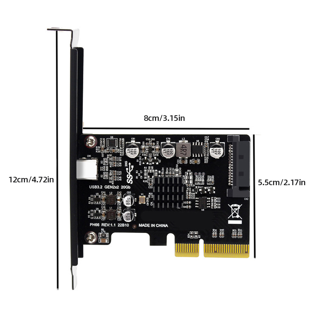 USB PCIE Card Type C PCI-Express To USB 3.2 Gen 2 20Gbps PCI Express Expansion Card To USB3.2 Gen2