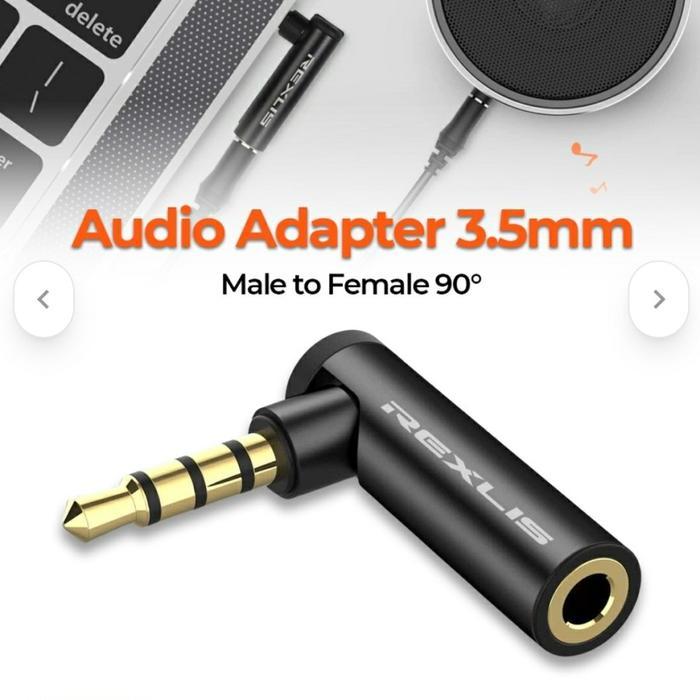 Rexus Audio Adapter Jack Aux 3.5Mm To Aux 3.5Mm Female 90 Degree Terbaik