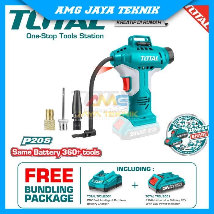 TOTAL CORDLESS AUTO AIR COMPRESSOR / KOMPRESOR MINI 20V TACLI2001