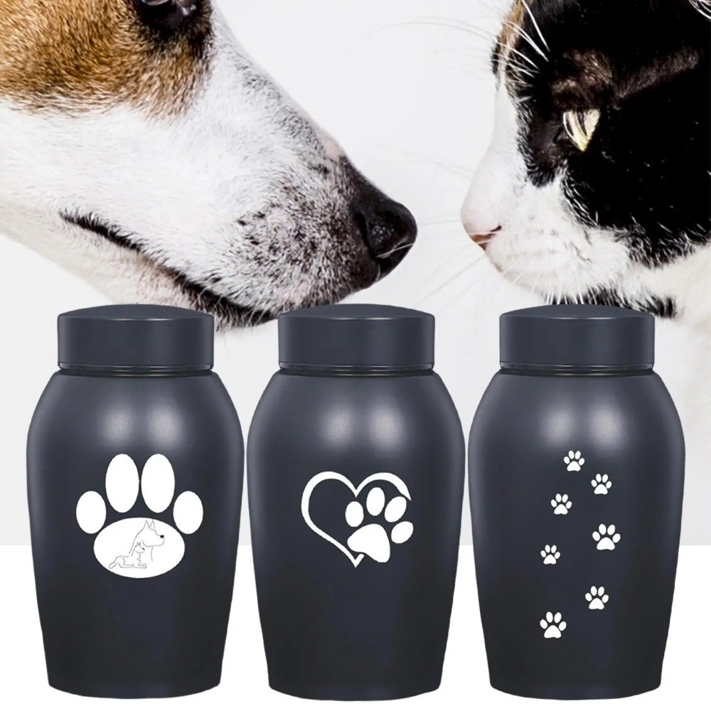 Keepsake Urn Stainless Steel Pet Ashes Urn Black Portable Memorial Pet Urn Moisture-Proof Pet
