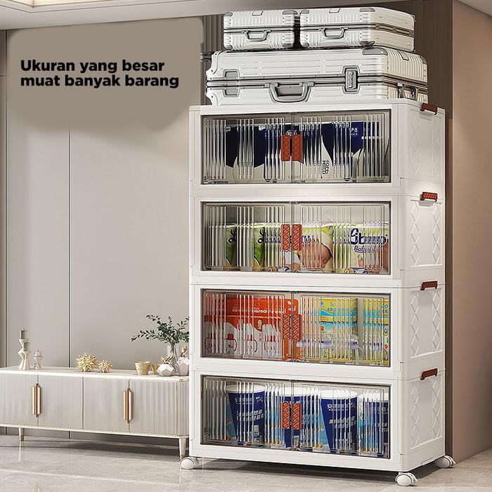 Inaso Container Box Lipat Lemari Susun Plastik Serbaguna Lemari Pakaian Lipat Box Baju Susun Storage