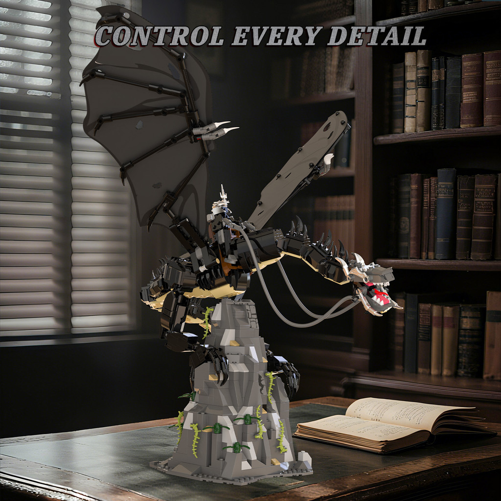 1361pcs Witch King Fell Beast Building Blocks Set Toy,Medieval MOC Nazgul Dragon Model Kit for