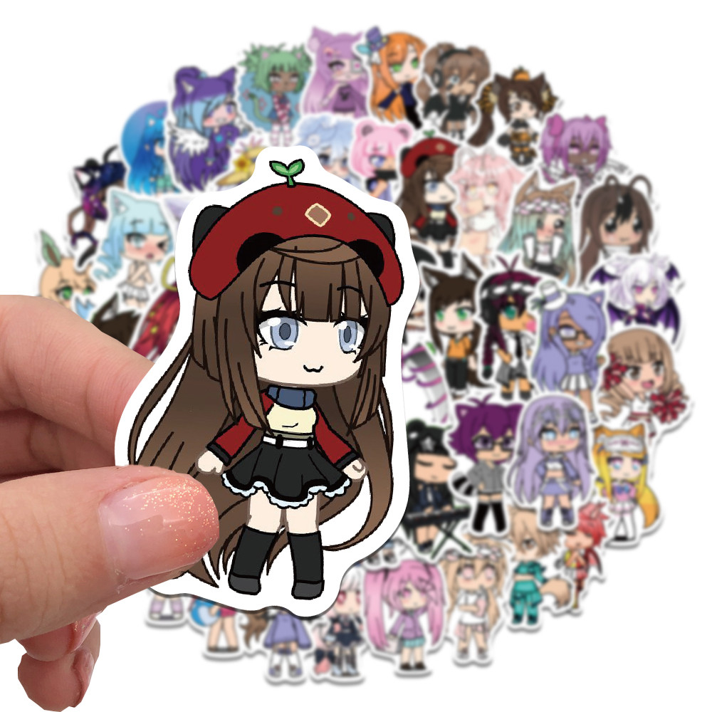 50pcsPack Gacha Life  Anime GAME Stickers Laptop Bicycle Guitar Skateboard Sticker Kid DIY Graffiti 