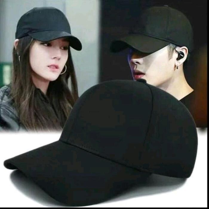 Topi Bassball Polos HITAM / Topi Main / Topi Cewek / Topi Cowok / Topi Twill Dewasa