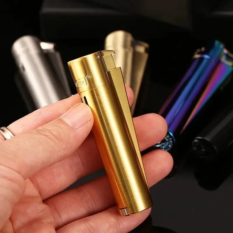 Clipper Metal Lighter Straight Jet Gas Blue Flame Windproof Lighter Flame Outlet With Dust Cap