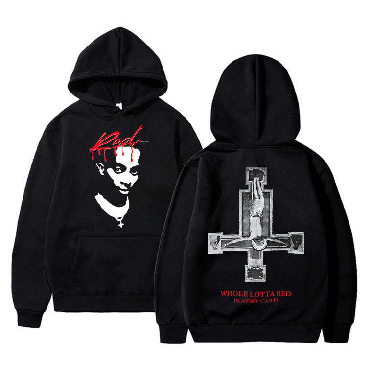 Rapper Playboi Carti Whole Lotta Red Hoodie Men Women Hip Hop Vintage Oversized Sweatshirt