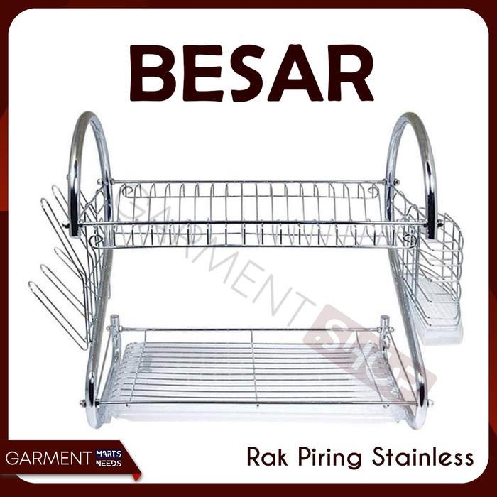Rak Piring Stainless 2 Susun Anti Karat Peralatan Dapur Besar Murah