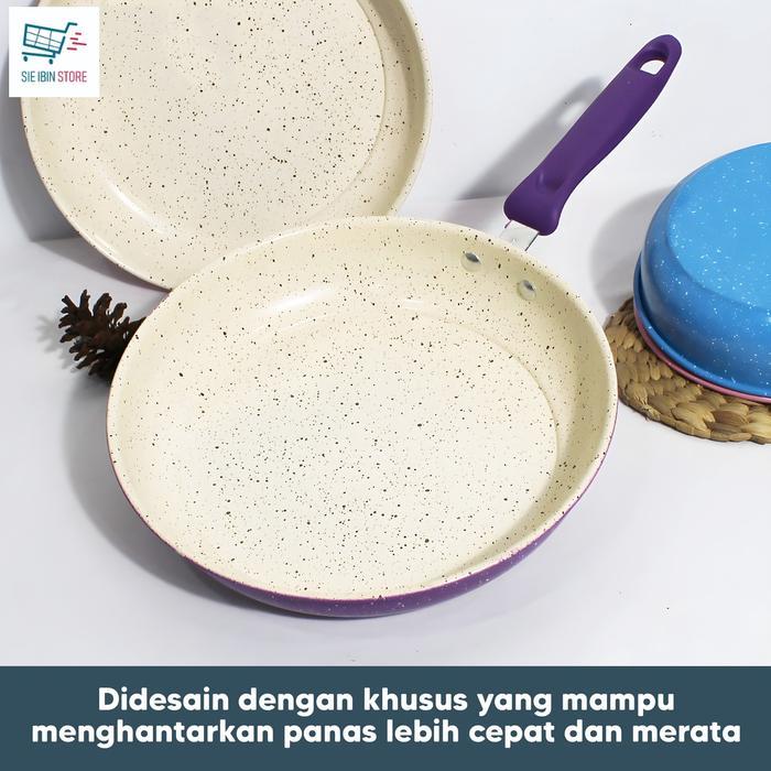 Panci Teflon Frypan Marble Enamel / Teflon Frypan Marble Berwarna / Teflon Frypan Enamel Anti