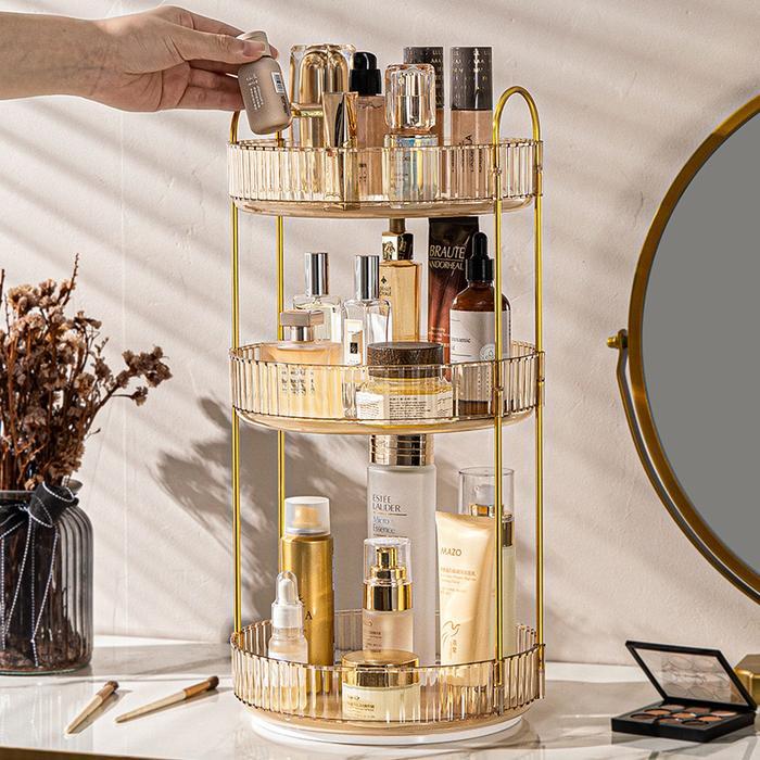 Rak Makeup Gold / Rak Gold / Rak Bumbu / Rak Dapur/ Rak Putar / Rak Rotating makeup Organizers