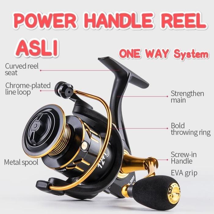 REEL PANCING POWER HANDLE 1000 2000 3000 4000 5000 6000 sudah one way Alat Ikan