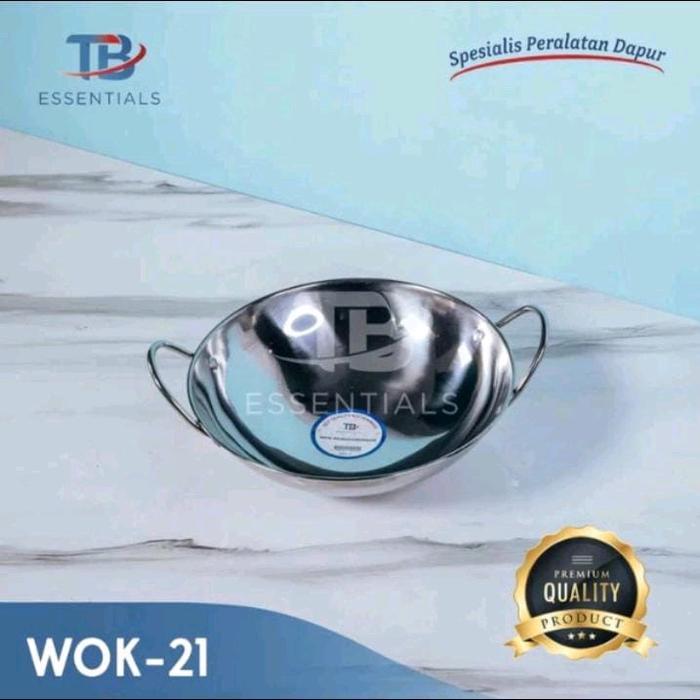 Wajan Wok Stainless Steel Uk 21, 24, 26, 28, 30, 32 Kitchenware