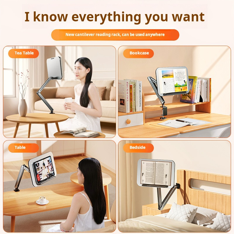 360-degree Foldable Cantilever Reading Rack Desktop Book Stand for Reading Rotating Reading Book
