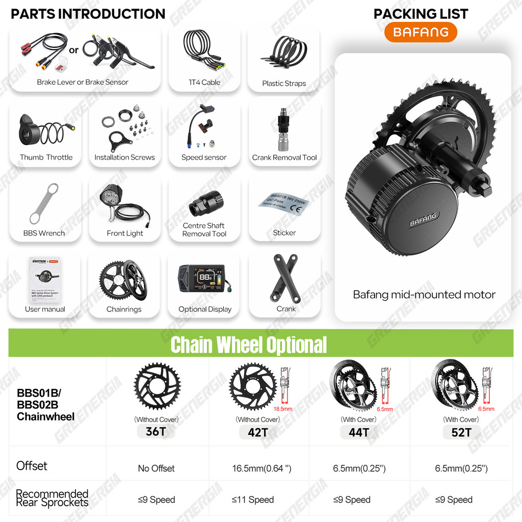 Bafang 750w 48v kit complet Mid Drive Motor 8fun BBS02 Bicycle Electric eBike Conversion Kit