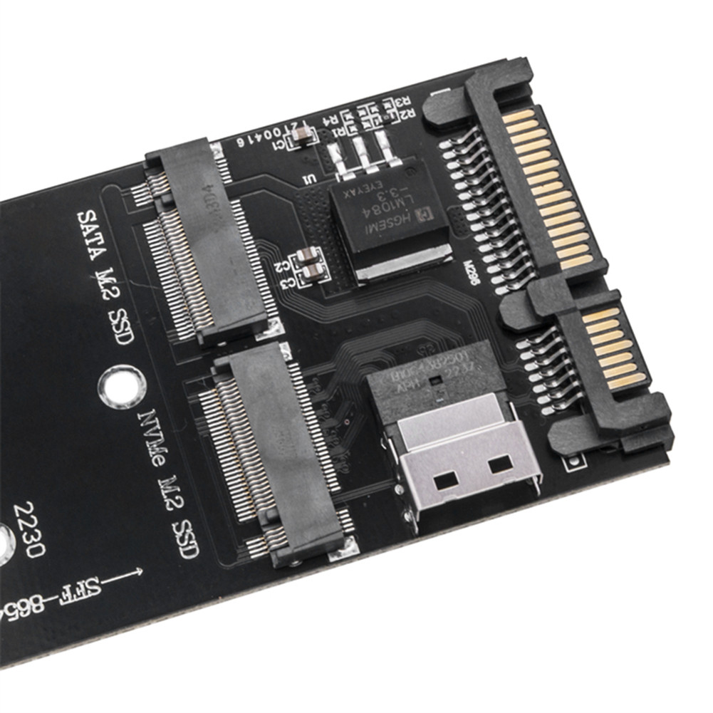 M.2 To SATA Adapter SFF-8654 To M2 NVME SSD 22Pin SATA To M2 Expansion Card 2 in 1 Combo Adapter for