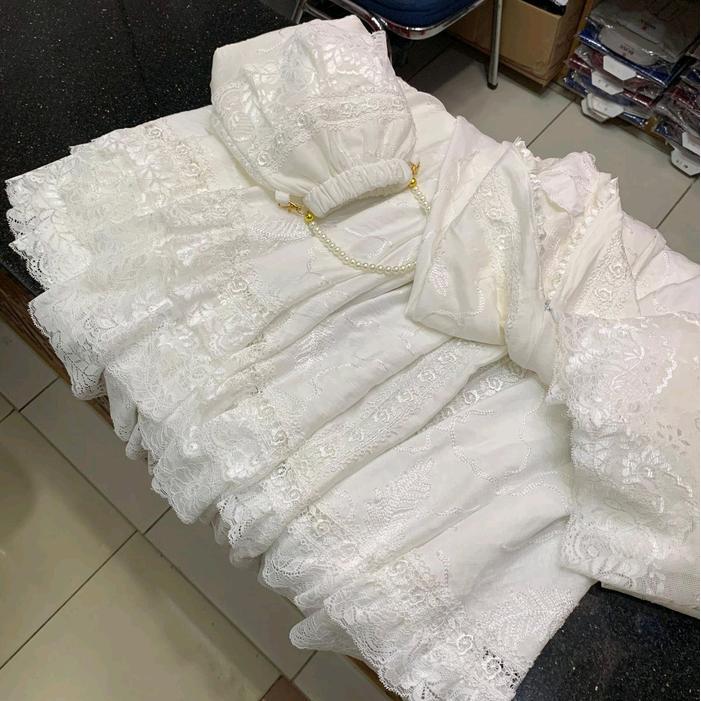 Mukena Kaluna Putih Bordir/ Mukena Putih Polo Linen Bordir