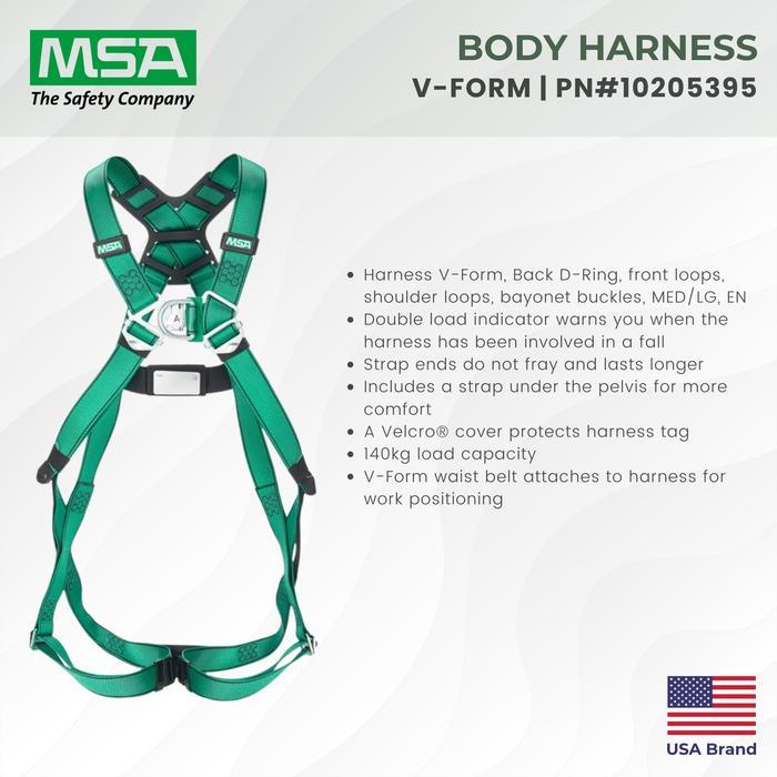 ASLI MSA Body Harness V-FORM 10205395 Tali Pengaman Tubuh Scaffolding Safety Green Full Body Harness