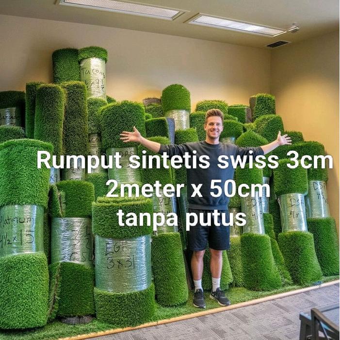 Rumput Sintetis Tebal 3Cm 2Meter X 50Cm Rumput Sintetis Harga Terjangkau /Rumput Sintetis Meteran