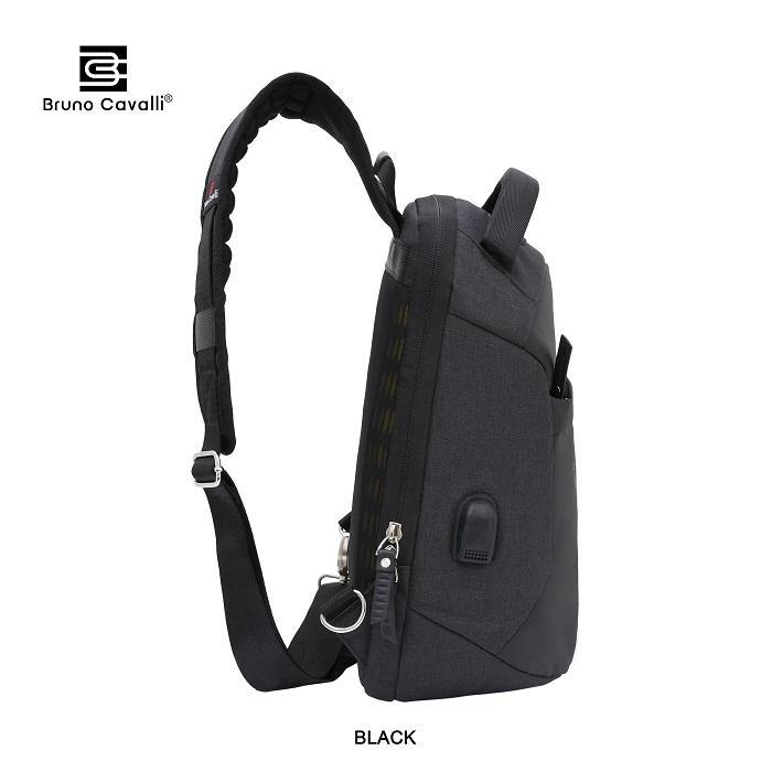 Waistbag Pria Bruno Cavalli Tas Selempang Pria Black Box Mark Iii Design Anti Maling & Water Proof
