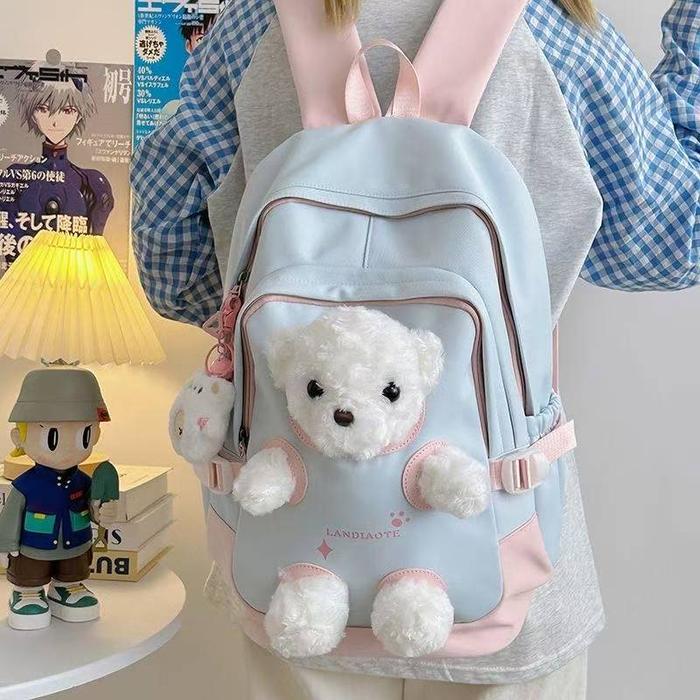 Tas Ransel Beruang Lucu Viral Waterproof Anti Air Boneka beruang Imut 3D Kartun Aesthetic Korean