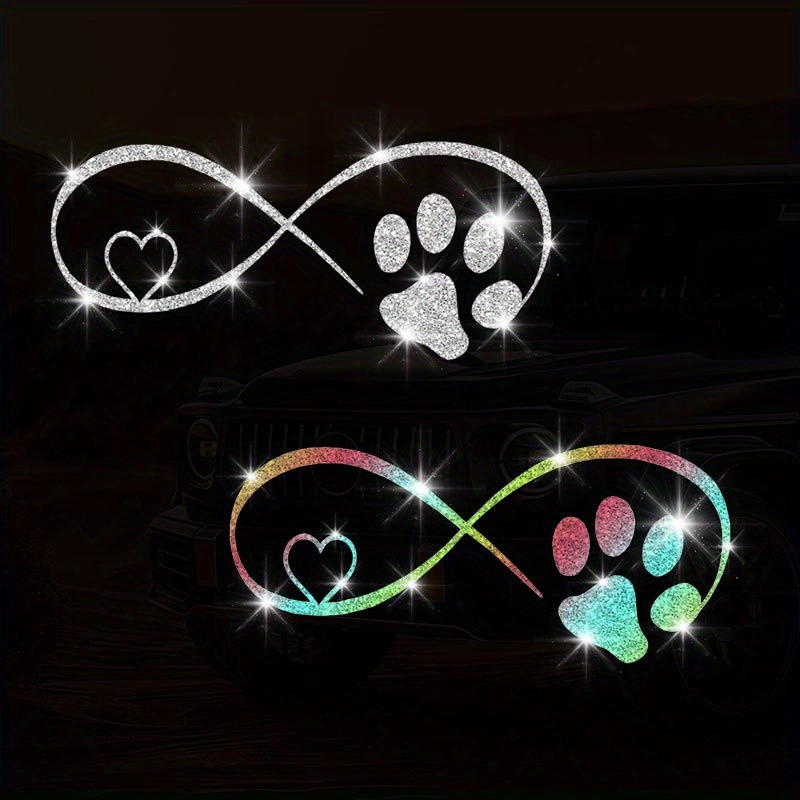 1Pc Cat Footprints And Love Heart Spliced Glitter Motorcycle Motor Front Fairing Fuel Tank Car