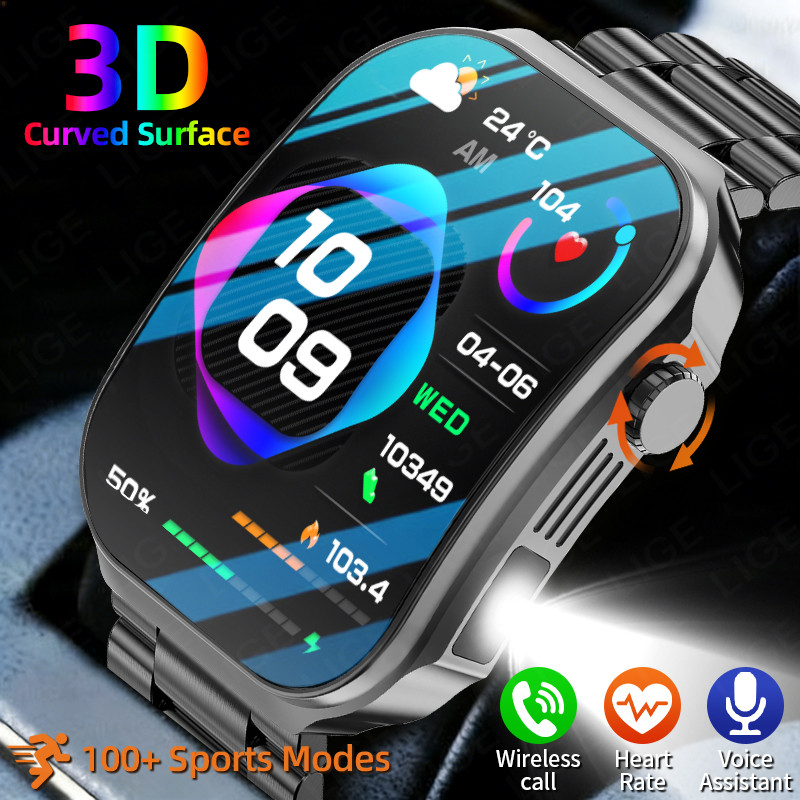 Jam Tangan Pintar Layar Lengkung 2,2 Inci dengan Monitor Kesehatan dan Panggilan Bluetooth