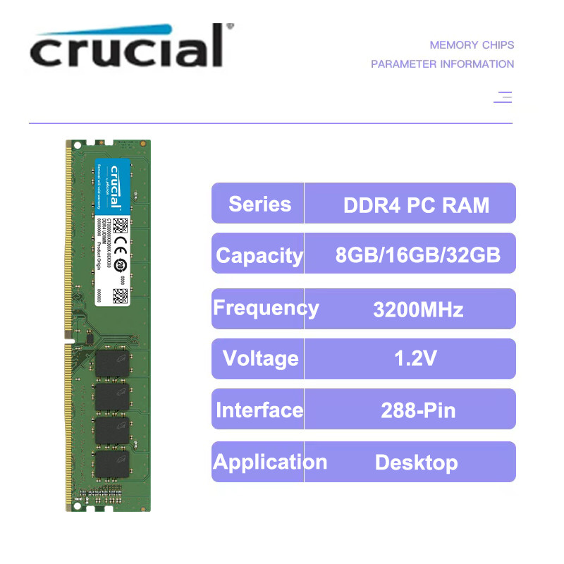 Crucial DDR4 RAM Memory Notebook So-dimm 8GB 16GB 32GB 3200MHz 1.2V For Laptop Memory&Desktop RAM 8G