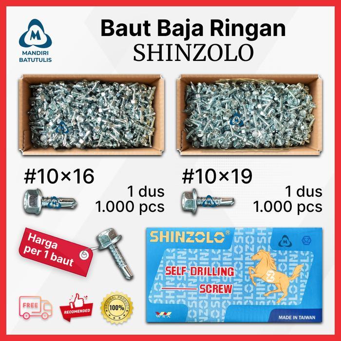 Baut Baja Ringan SHINZOLO #10x16 #10x19 - Skrup Baja Ringan ZOLO - Baut Roofing Screw .