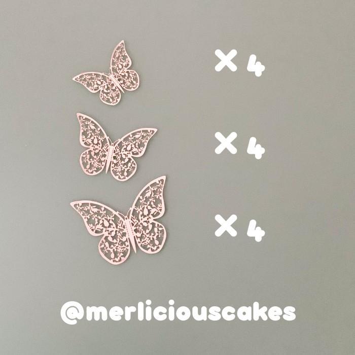 Rose Gold Butterfly Kupu Kupu Cake Topper Hiasan Cake Kue