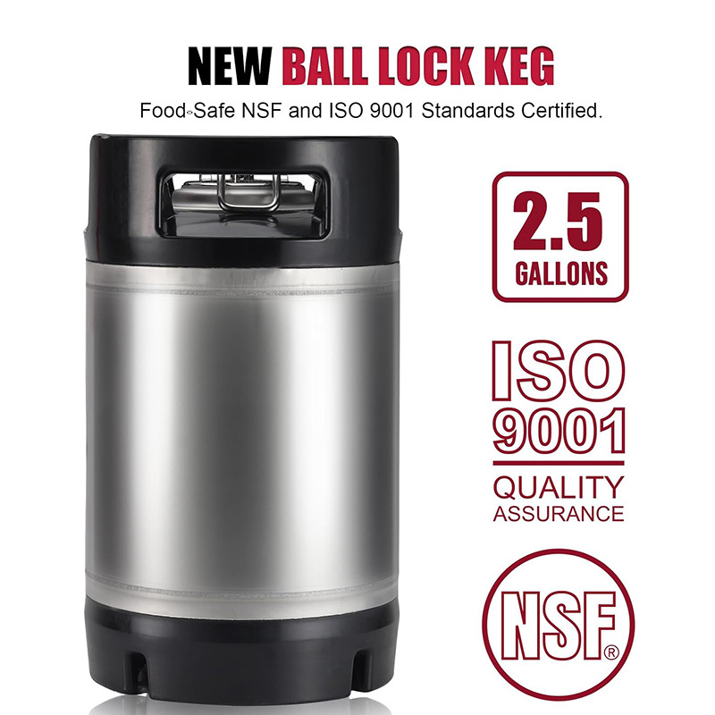 New 10L Ball Lock Keg Stainless Steel Beer Keg With Rubber Handle 2.5 Gallon Soda Keg Corny Keg For