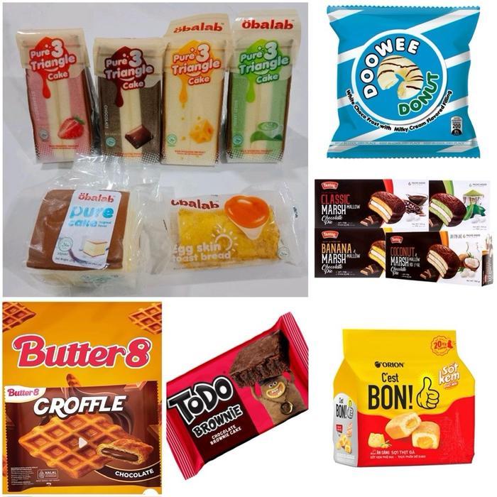 Obalab, doowee donut, taste, orion cest boni, todo, butter8 croffle, JAJANAN SALDO 100 BERAT 2kg DUS