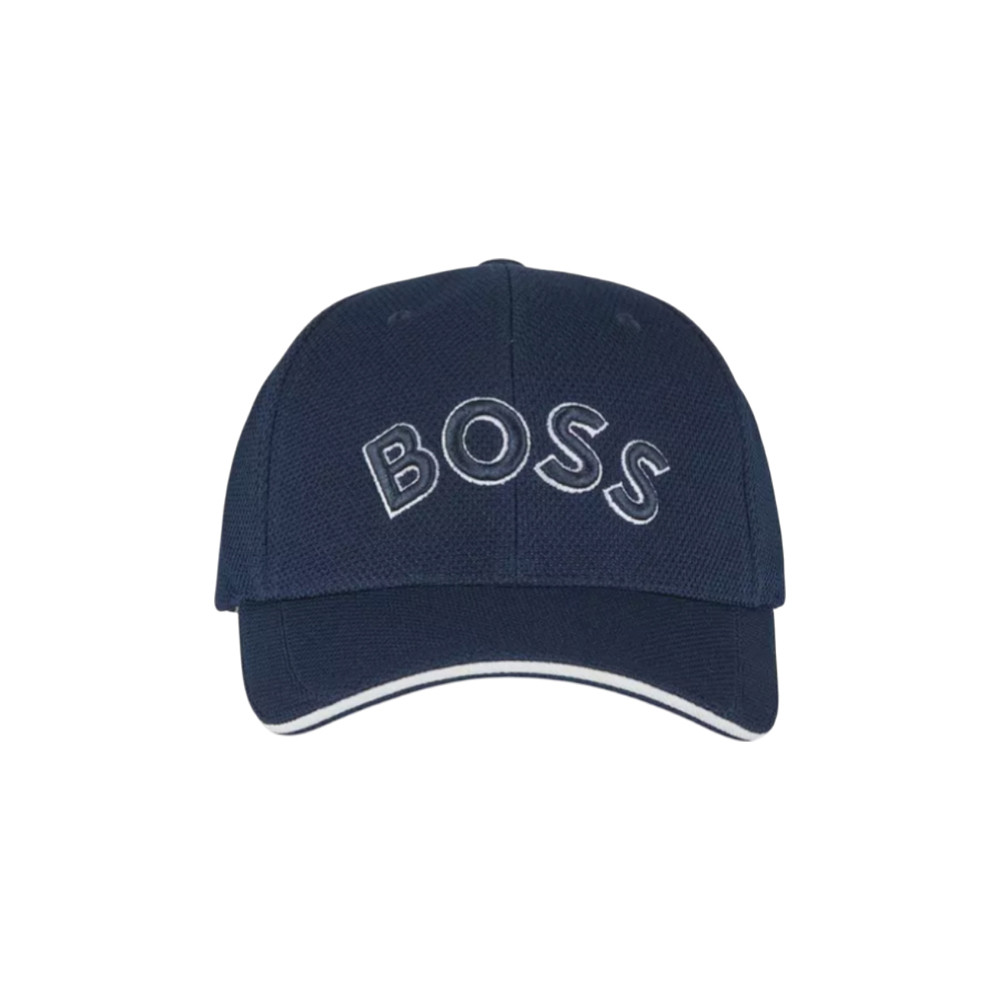 Cap-US Knitted-Piqué Six-Panel Cap With Embroidered Logo Navy