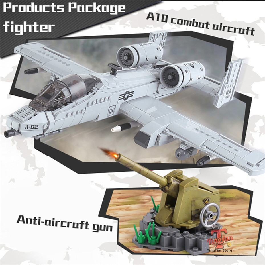 WWII Military Air Force Aircraft Building Block Model A10 Arms Fighter Bricks Serie Assemble