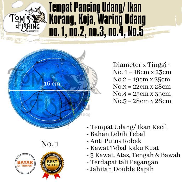 Korang Koja Waring Udang Pancing Tempat Ikan Biru (Kecil-Besar) 3 Ring Murah - Toms Fishing