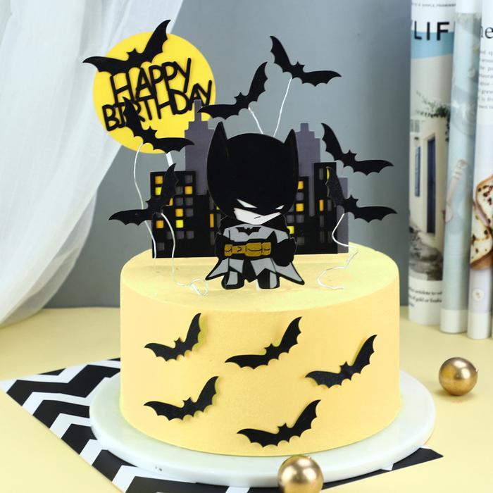 Topper Batman Karton Kelelawar Tulisan Happy Birthday / Topper Batman