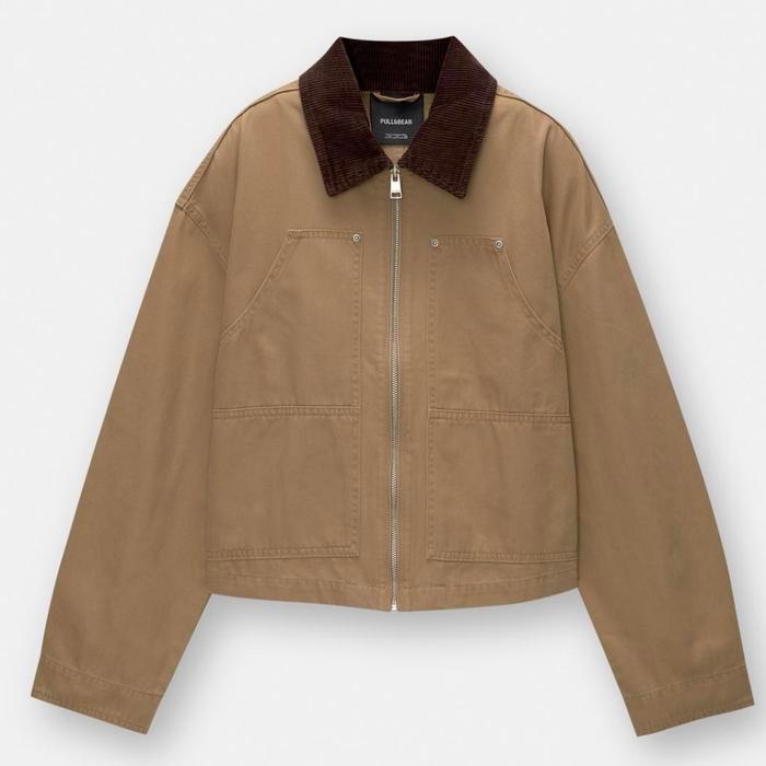 Jaket Pull and Bear Wanita Dengan Kerah Korduroi Original