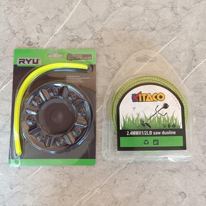 Paket Senar Potong Rumput Gerigi 42 Meter dan Dudukan Senar Potong Runput RYU