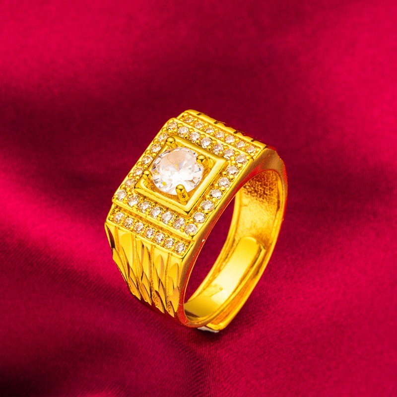 9999 genuine gold 24K pure gold high-end Eiffel Tower couple ring gold ring adjustable men's and