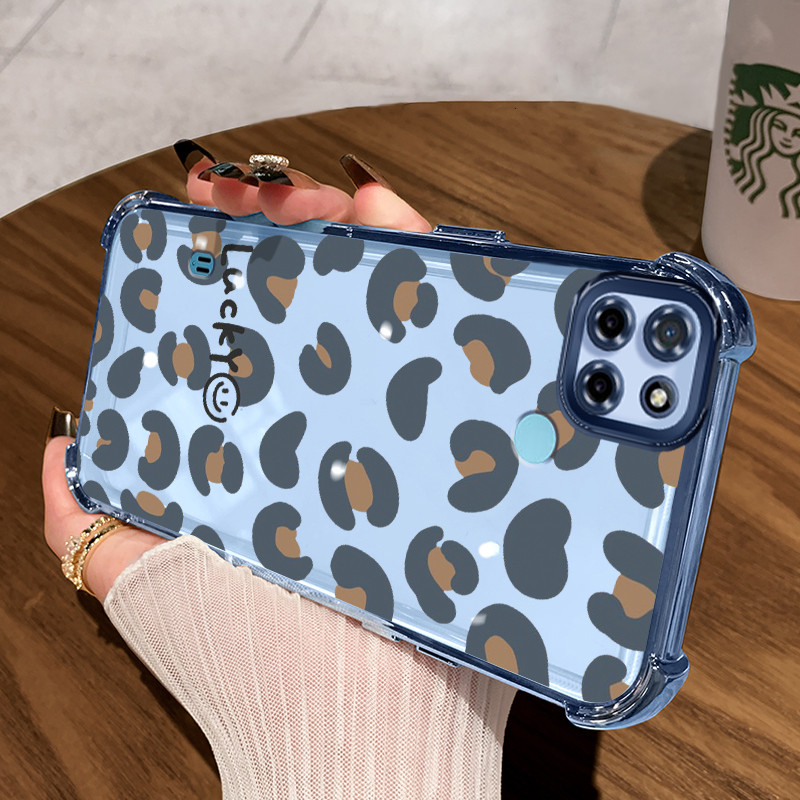 Casing Hp untuk Realme C21Y Realme C25Y C21 C15 Case Macan tutul kartun Kasing Phone plating Cesing 