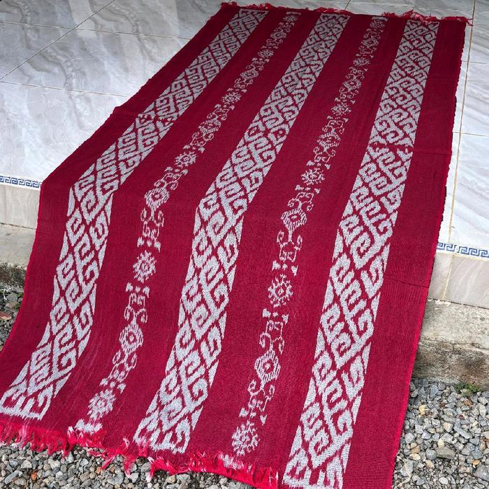 Kain Tenun Premium / Kain Tenun Blanket Motif Toraja Merah Maroon