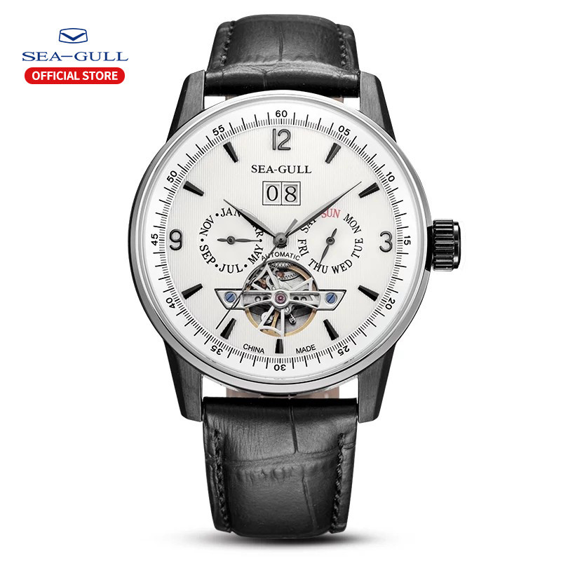 PROMO   Seagull Men's Watch Automatic Mechanical Watch Business Casual Hollow Flywheel Multi-Functio