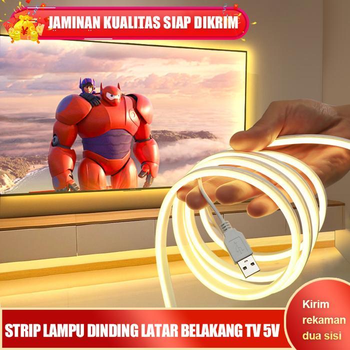 LED Neon USB 5v Fleksibel Strip Lampu Potong Apa Pun Strip Lampu Dinding Latar Belakang TV Putih Set