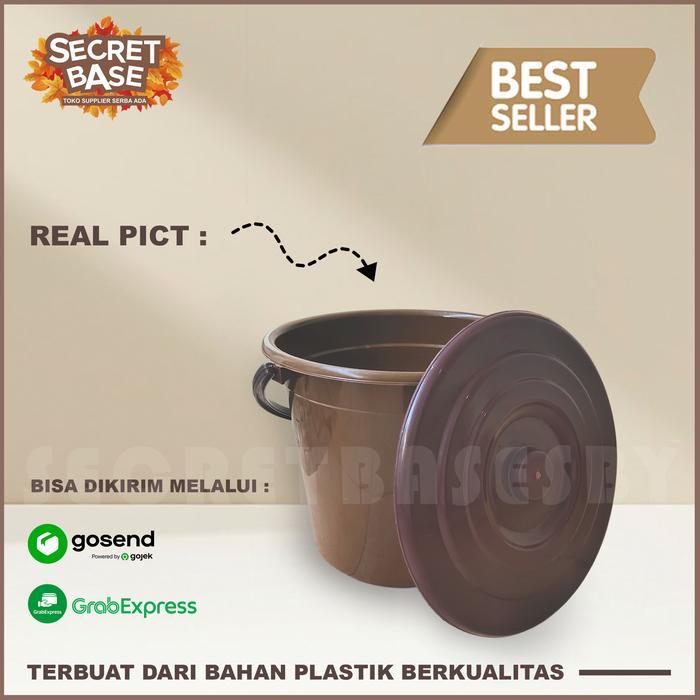 N3W [COD] TIMBA AIR TUTUP 4 GALON - Gagang / Timba / Ember Tutup / Ember Plastik Murah Coklat
