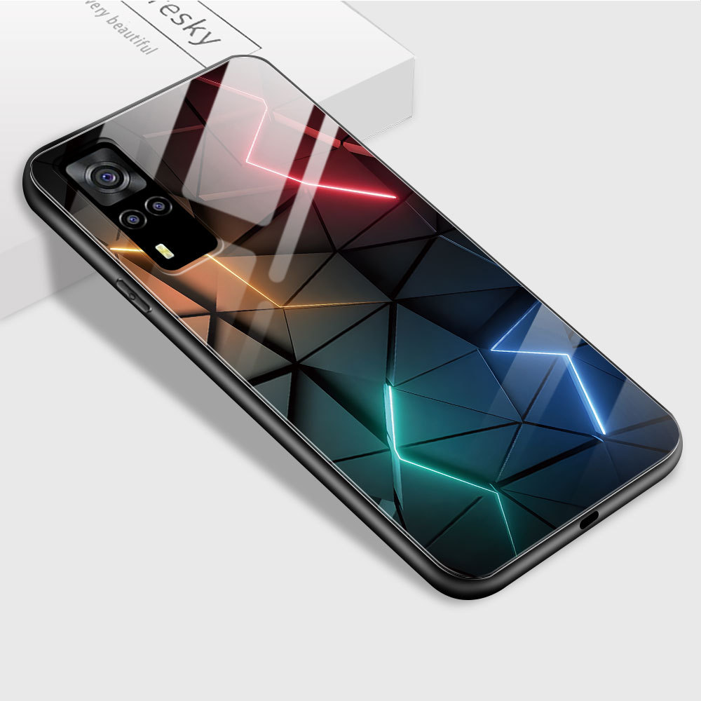HardCase Kaca Casing For VIVO Y31 Y51 Y51A Y53S 2020 2021 4G Case Kesing Hp Phone DLJ A1-2755 BL