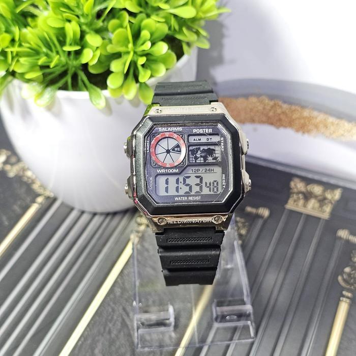 FREE GELANG - Jam Tangan Pria Wanita Model Sporty Kotak Digital Terlaris ( BISA COD )