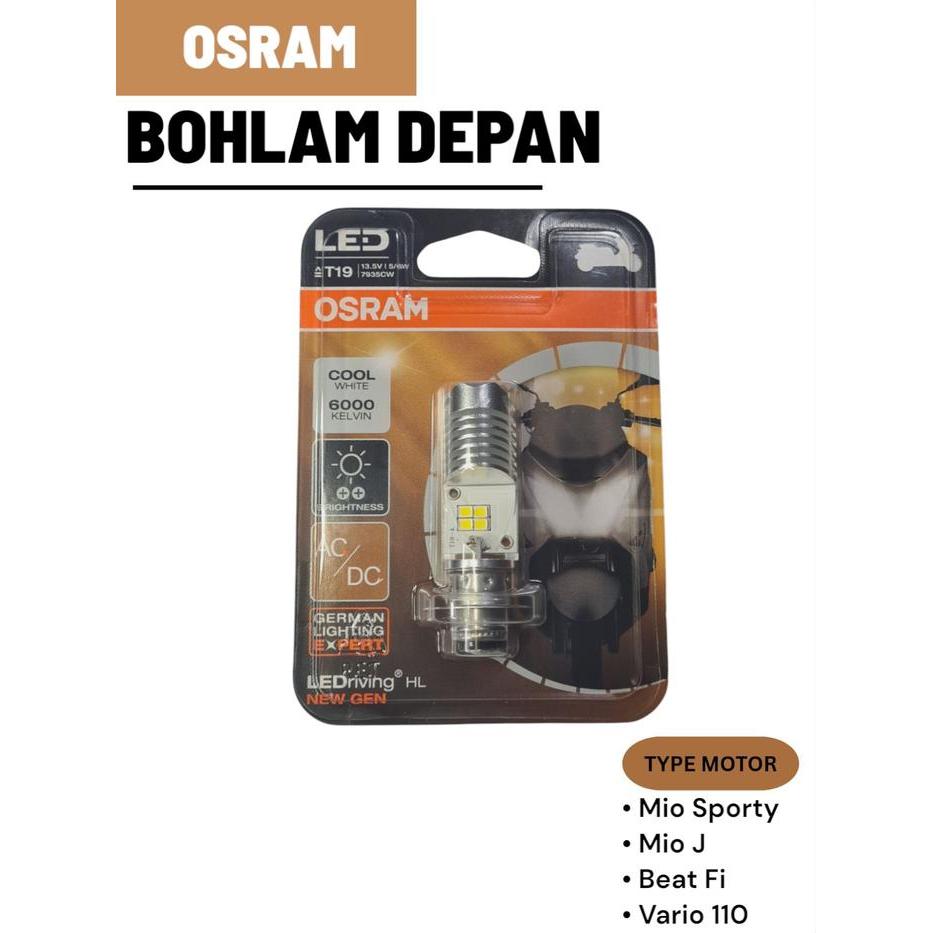 BOHLAM LAMPU DEPAN OSRAM LED PUTIH K1 T19 AC/DC MIO SPORTY MIO J BEAT FI VARIO 110 125 ORIGINAL