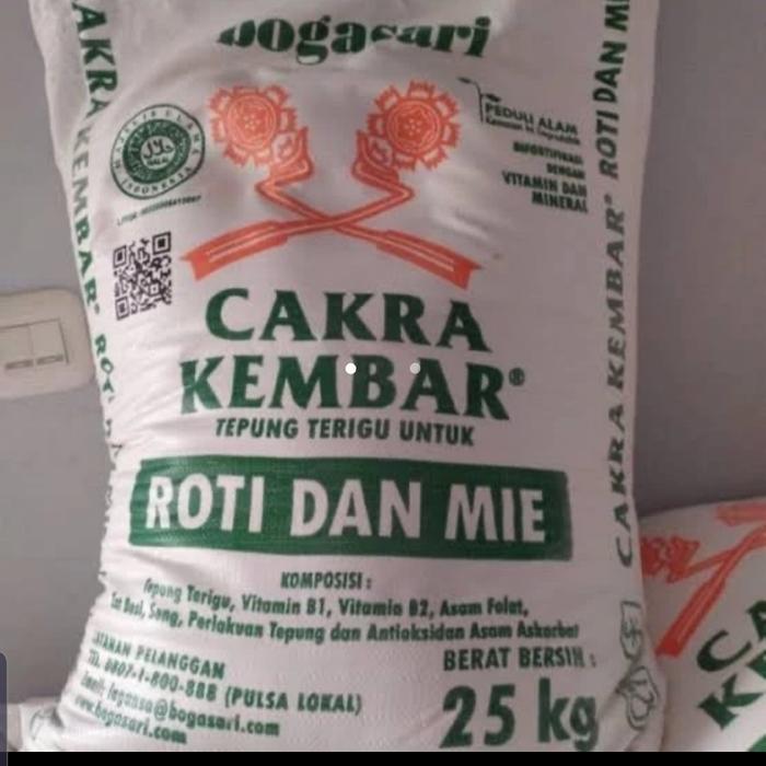 Tepung Terigu Bogasari Merk Cakra Kembar 25Kg Untuk Roti Dan Mie