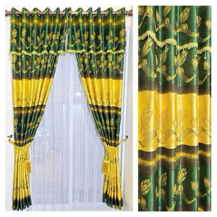 Gorden Jendela Rumbai Korden Batik Mewah 1M & 1,5m Tinggi 220cm Ruang Tamu Pintu Tengah Motif Tulip